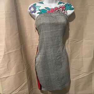 Rue 21 Checkered Strapless Fitted Dress with Stripe